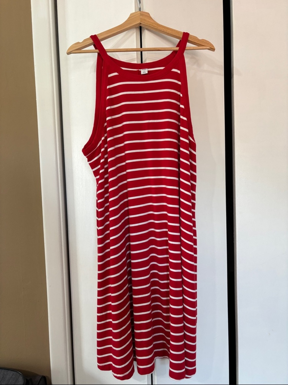 Old navy Red and White Striped Sleeveless Midi sundress Dress